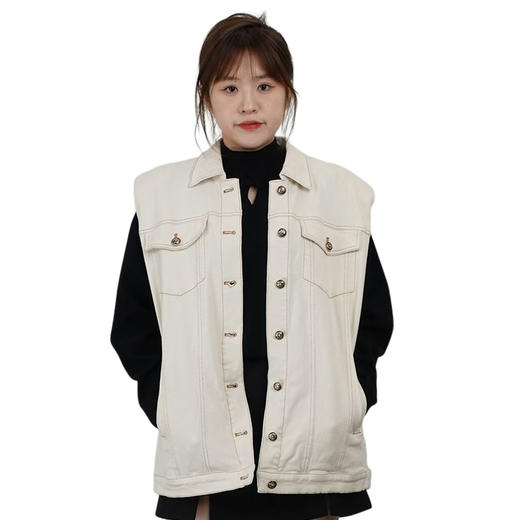 oldcolour2021秋商场同款设计感气质无袖水洗牛仔马夹女N32032212 商品图4