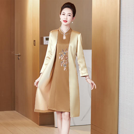 婚礼服春秋季，婚宴年轻假两件喜婆婆连衣裙LC-2238 商品图0