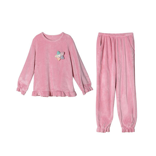 都市丽人生活家居女士特价法兰绒套装双面法兰绒厚家居服长袖睡衣LH22J2 商品图3