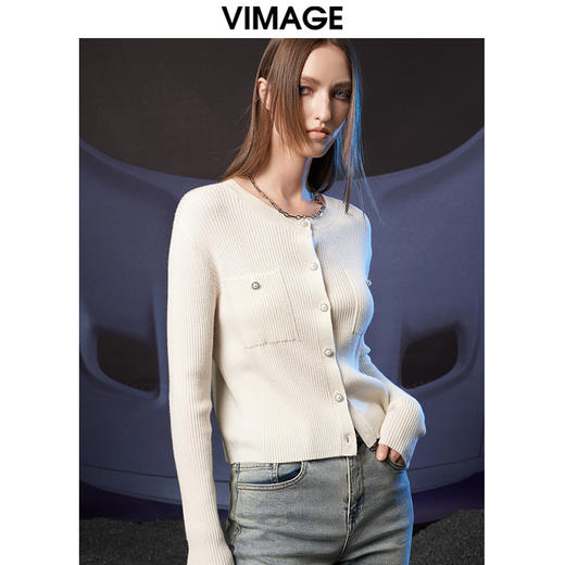 VIMAGE纬漫纪秋季新款时尚简约修身显瘦针织衫V1801407 商品图1