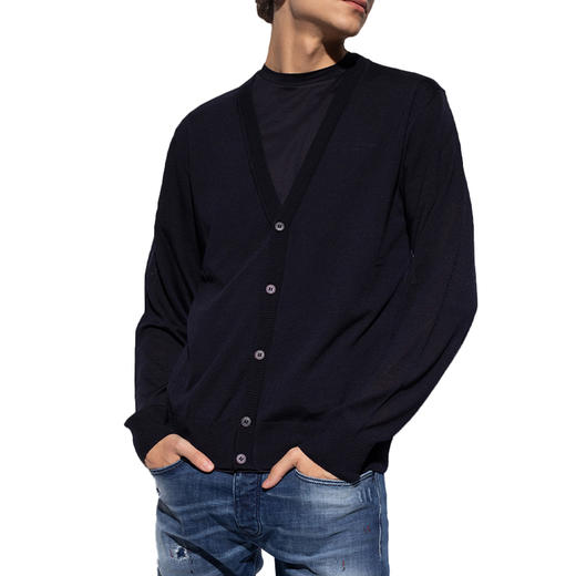 EMPORIO ARMANI 阿玛尼 男士羊毛长袖针织开衫 藏蓝色 8N1E21 1M67Z 0922 商品图1