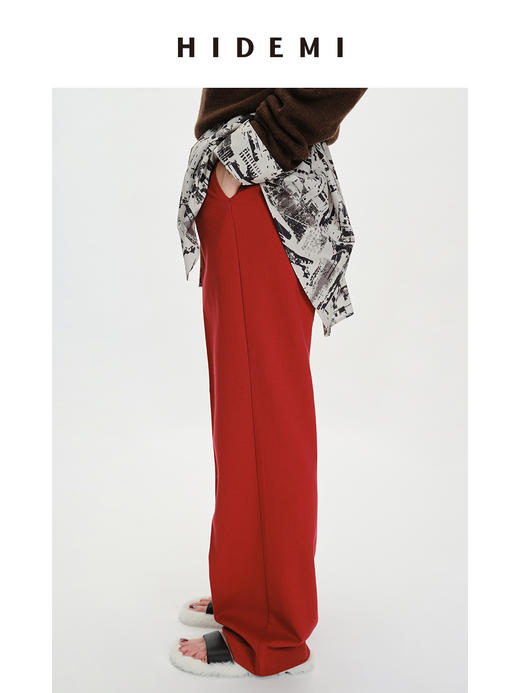 HIDEMI 浪漫冬日亮色系厚款阔腿裤 商品图3