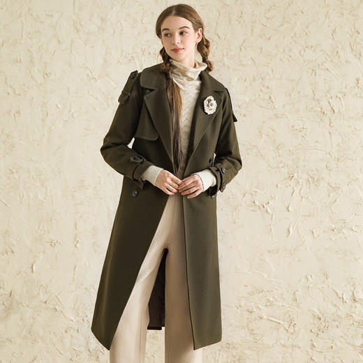 Famecoco范可儿大衣中长款收腰双排扣毛呢外套D178AC300 商品图6