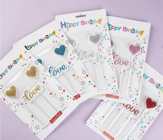 双心LOVE蜡烛 派对蛋糕装饰烘焙插件生日蜡烛 商品图0