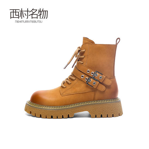 西村名物厚底马丁靴ins英伦风2022年新款早秋女靴机车短靴43951 商品图2