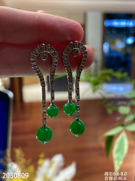 冰艳绿珠子耳坠【2030809】具体价格微信咨询 商品图1