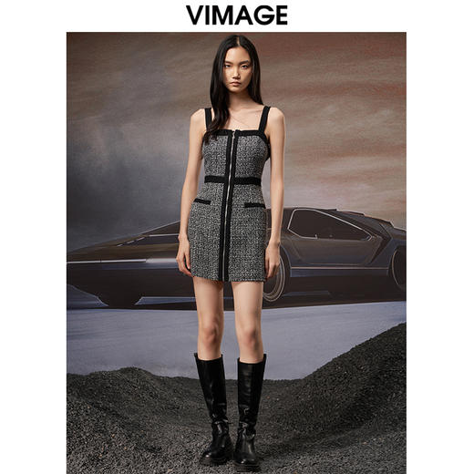 VIMAGE纬漫纪秋季新款显瘦洋气吊带连衣裙V1807424 商品图0