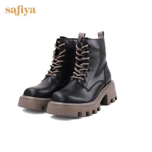 【春节不打烊】Safiya/索菲娅2022冬季新款短靴英伦风厚底高帮工装机车马丁靴女 SF24116070 商品图8