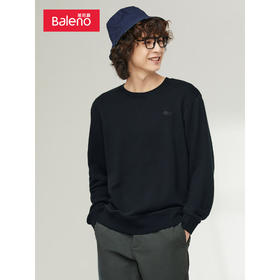 班尼路秋冬新款港风潮牌纯色袖章长袖男圆领套头休闲宽松卫衣