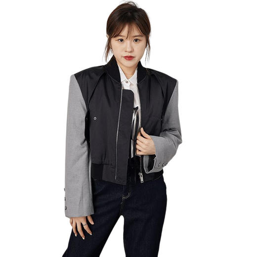 oldcolour2021秋商场同款垫肩气场拉链开衫休闲夹克外套N32041218 商品图4