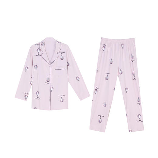 都市丽人好睡好眠女士特价棉质套装26支CVC单面薄家居服长袖睡衣LH21M2 商品图5