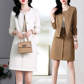 HR  WX55079轻熟风毛呢套装裙时尚气质女神范两件套