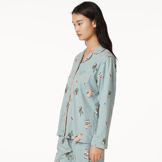 都市丽人好睡好眠女士特价棉质套装26支CVC单面薄家居服长袖睡衣LH21M2 商品图1