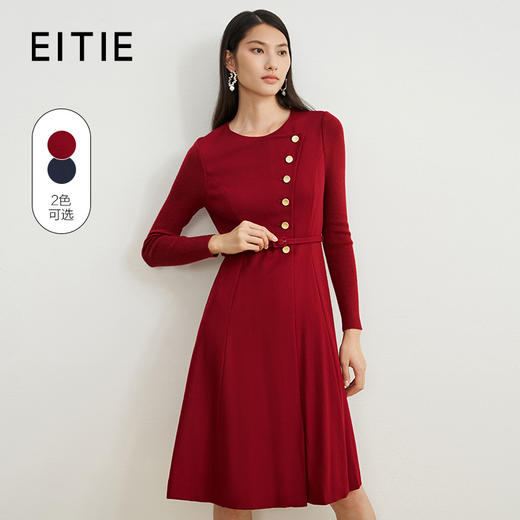 EITIE爱特爱冬季圆领收腰显瘦通勤连衣裙6807531（注意要干洗） 商品图0