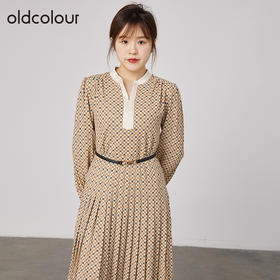 oldcolour2021秋商场同款法式气质长袖收腰连衣裙N32103247