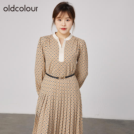 oldcolour2021秋商场同款法式气质长袖收腰连衣裙N32103247 商品图0
