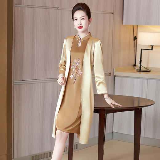 婚礼服春秋季，婚宴年轻假两件喜婆婆连衣裙LC-2238 商品图3