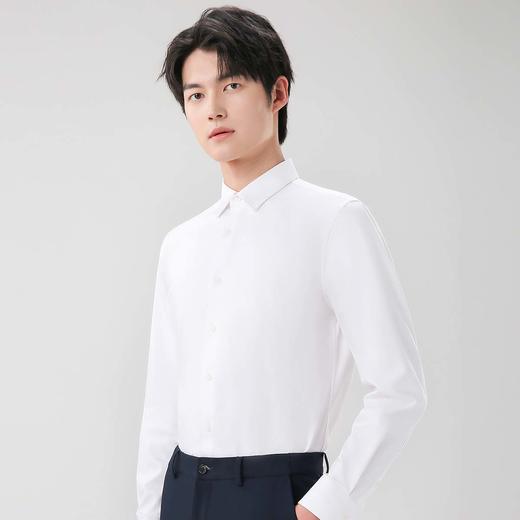 圣得西男士长袖衬衫年秋季时尚弹力宽松商务休闲白衬衣男2252954051 商品图1