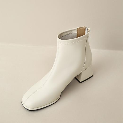 ZHR裸靴女2024年秋冬方头粗跟爆款小短靴时通勤尚百搭瘦瘦靴 A-3348 商品图6