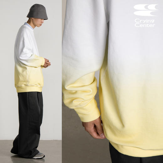 CryingCenter 蓝灰渐变和奶黄渐变卫衣 经典基础加绒 哭喊中心 商品图3