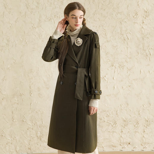 Famecoco范可儿大衣中长款收腰双排扣毛呢外套D178AC300 商品图5