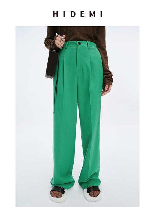 HIDEMI 浪漫冬日亮色系厚款阔腿裤 商品图4