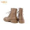 【春节不打烊】Safiya/索菲娅 2022冬季新款秋冬圆头后拉链系带百搭短靴 SF24116038 商品缩略图4
