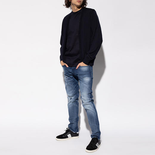 EMPORIO ARMANI 阿玛尼 男士羊毛长袖针织开衫 藏蓝色 8N1E21 1M67Z 0922 商品图3