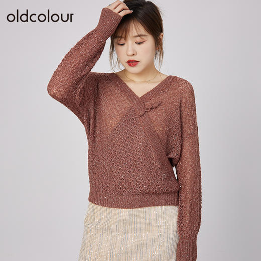 oldcolour2021秋商场同款气质甜美宽松简约针织衫女N32052234 商品图0