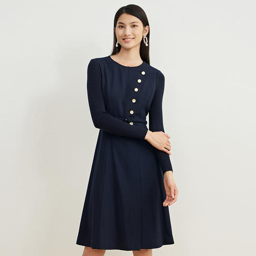 EITIE爱特爱冬季圆领收腰显瘦通勤连衣裙6807531（注意要干洗） 商品图7