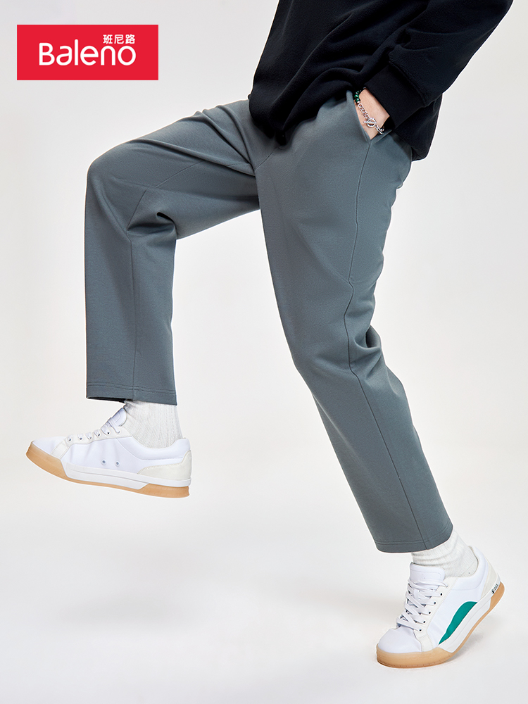 班尼路秋季新品男装运动休闲净色透气保温太空棉轻薄针织裤