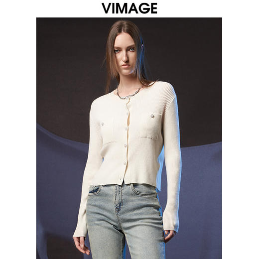 VIMAGE纬漫纪秋季新款时尚简约修身显瘦针织衫V1801407 商品图0