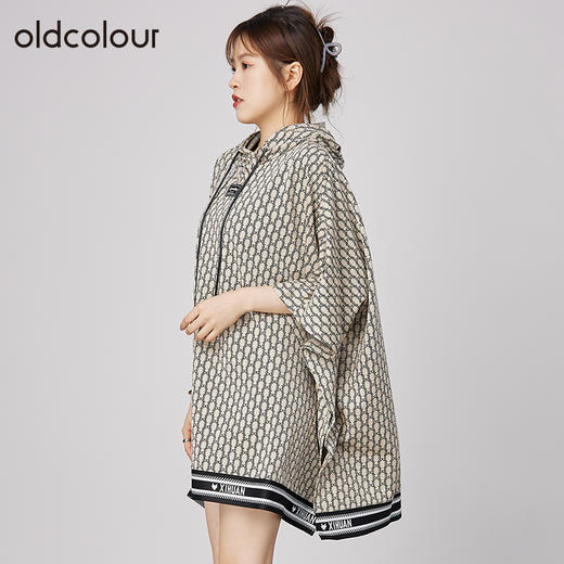 oldcolour2021秋商场同款l连帽蝙蝠袖时尚百搭斗篷卫衣N32042236 商品图1