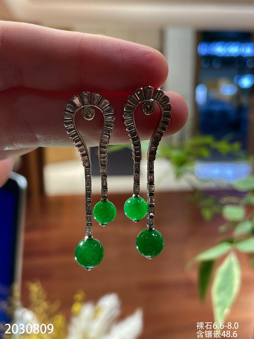 冰艳绿珠子耳坠【2030809】具体价格微信咨询 商品图2