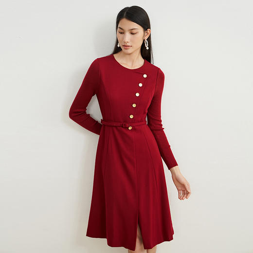 EITIE爱特爱冬季圆领收腰显瘦通勤连衣裙6807531（注意要干洗） 商品图2