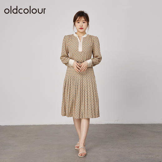 oldcolour2021秋商场同款法式气质长袖收腰连衣裙N32103247 商品图1