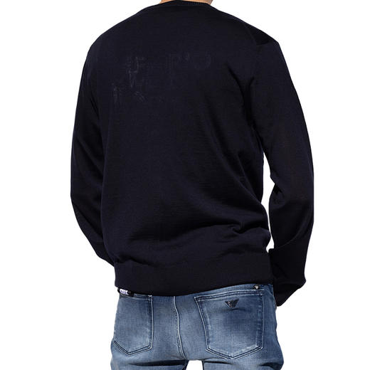 EMPORIO ARMANI 阿玛尼 男士羊毛长袖针织开衫 藏蓝色 8N1E21 1M67Z 0922 商品图2