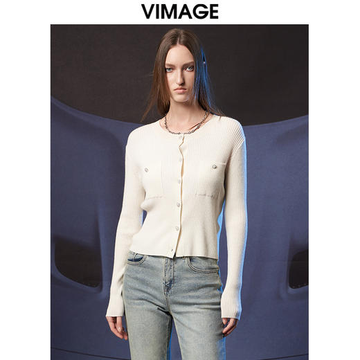 VIMAGE纬漫纪秋季新款时尚简约修身显瘦针织衫V1801407 商品图5