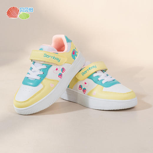 贝贝怡童鞋春秋新品儿童时尚板鞋女童可爱草莓稳步鞋 商品图6