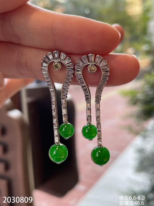 冰艳绿珠子耳坠【2030809】具体价格微信咨询 商品图3