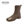 西村名物法式小短靴及踝靴女2022秋季新款简约拼接瘦瘦靴43971 商品缩略图1