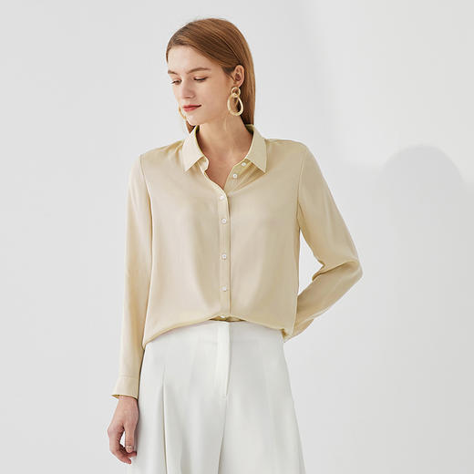 玳莎重磅100%桑蚕丝女式经典翻领真丝衬衫 CC31322 商品图2