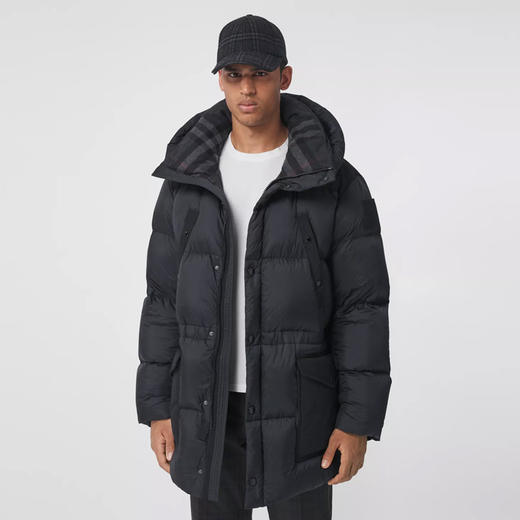 BURBERRY 巴宝莉 男士徽标贴花尼龙连帽羽绒服 炭灰色 8043846 A2232 商品图1