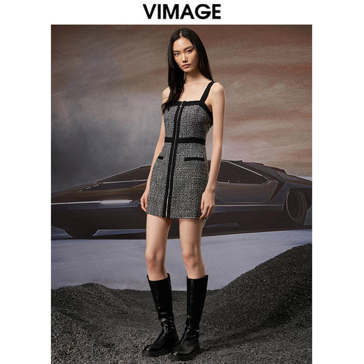 VIMAGE纬漫纪秋季新款显瘦洋气吊带连衣裙V1807424 商品图2