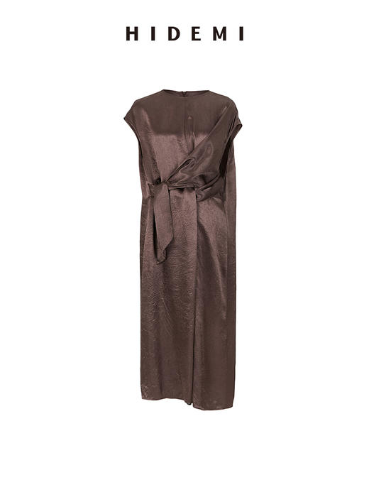 HIDEMI 波纹微褶醋酸绑带设计感连衣裙 商品图14