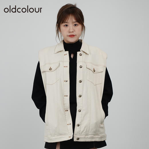 oldcolour2021秋商场同款设计感气质无袖水洗牛仔马夹女N32032212 商品图1