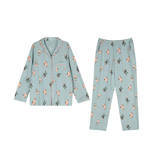 都市丽人好睡好眠女士特价棉质套装26支CVC单面薄家居服长袖睡衣LH21M2 商品图3