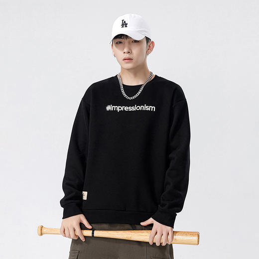 黛唯梵丨【朴实、简单】日系男女重磅卫衣，秋季新款宽松美式潮牌刺绣圆领卫衣 商品图2