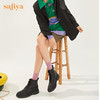 【春节不打烊】Safiya/索菲娅  马丁靴2022冬季新潮英伦风厚底增高侧拉链机车皮靴 SF24116023 商品缩略图2