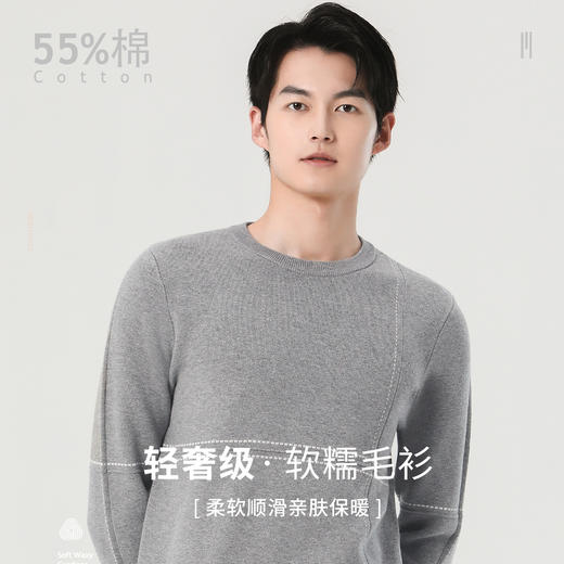圣得西男士圆领套头保暖加厚毛衣中青年百搭潮流毛衫2362950903 商品图1